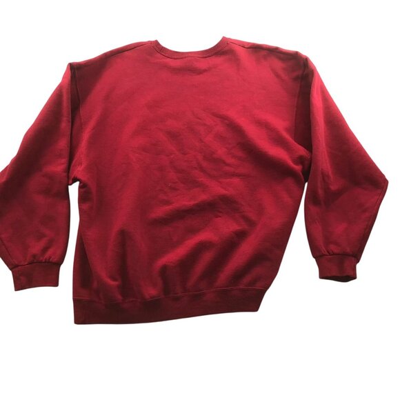 Vintage Womans Sweatshirt Large Crewneck Red Pullover Bird Graphic Print Casual - Picture 2 of 7